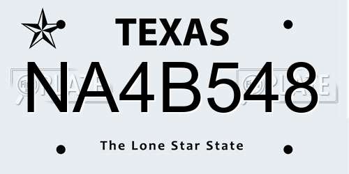 NA4B548 Texas License Plate