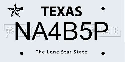 NA4B5P Texas License Plate