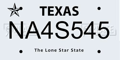 NA4S545 Texas License Plate