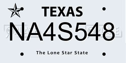 NA4S548 Texas License Plate