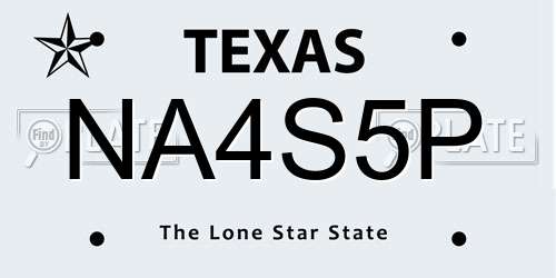 NA4S5P Texas License Plate