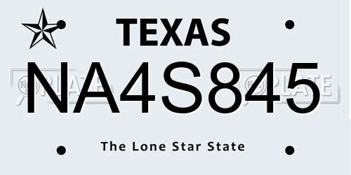 NA4S845 Texas License Plate