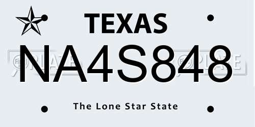NA4S848 Texas License Plate