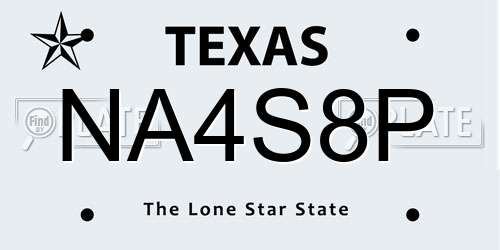 NA4S8P Texas License Plate