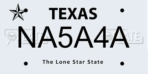 NA5A4A Texas License Plate