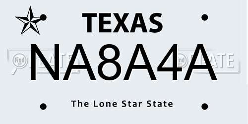 NA8A4A Texas License Plate