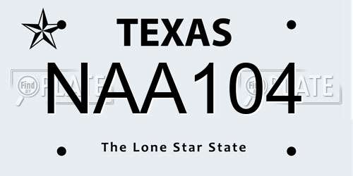 NAA104 Texas License Plate