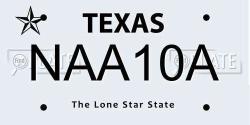 NAA10A Texas License Plate
