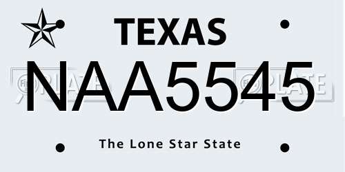 NAA5545 Texas License Plate