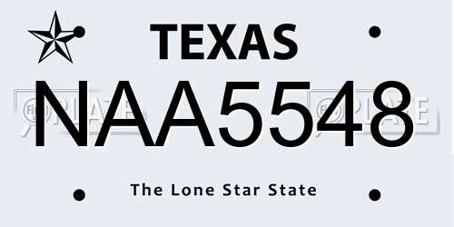 NAA5548 Texas License Plate
