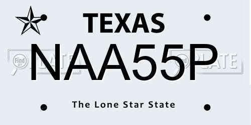 NAA55P Texas License Plate