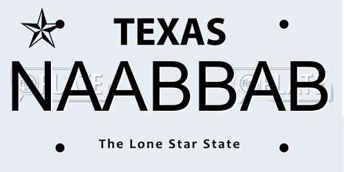 NAABBAB Texas License Plate