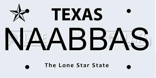 NAABBAS Texas License Plate
