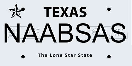 NAABSAS Texas License Plate