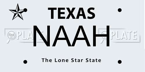 NAAH Texas License Plate