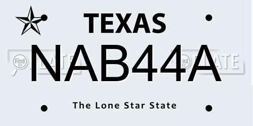 NAB44A Texas License Plate