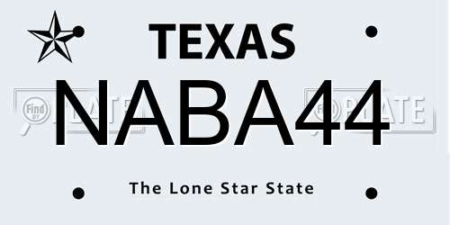 NABA44 Texas License Plate