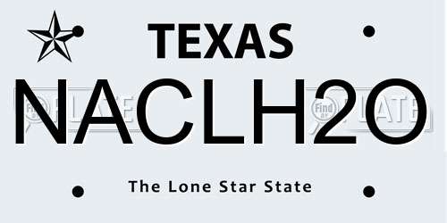 NACLH2O Texas License Plate