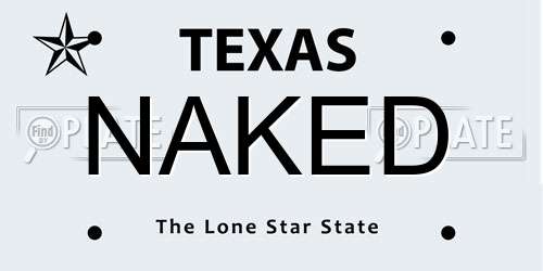 NAKED Texas License Plate