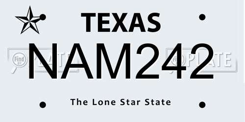 NAM242 Texas License Plate