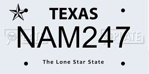 NAM247 Texas License Plate