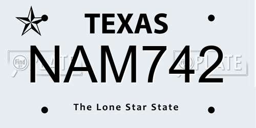 NAM742 Texas License Plate
