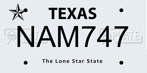 NAM747 Texas License Plate