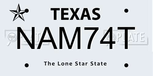 NAM74T Texas License Plate