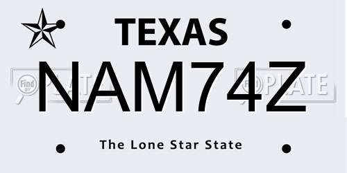 NAM74Z Texas License Plate