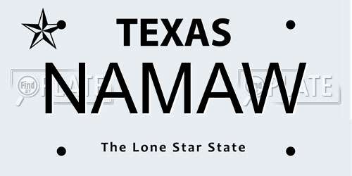 NAMAW Texas License Plate