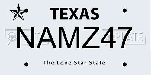 NAMZ47 Texas License Plate
