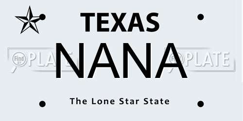 NANA Texas License Plate