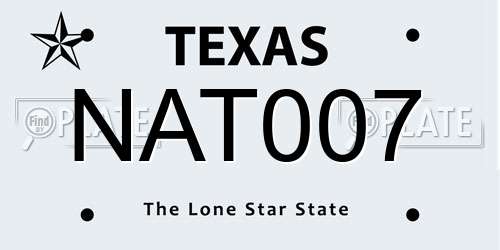 NAT007 Texas License Plate