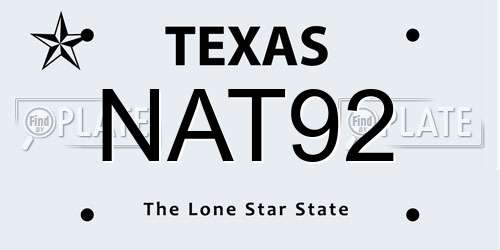 NAT92 Texas License Plate