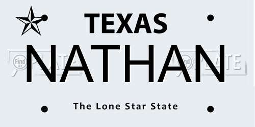 NATHAN Texas License Plate