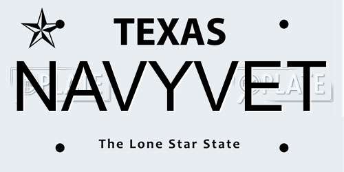 NAVYVET Texas License Plate