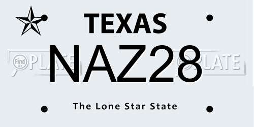 NAZ28 Texas License Plate