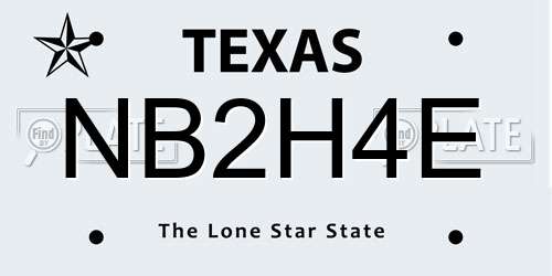 NB2H4E Texas License Plate