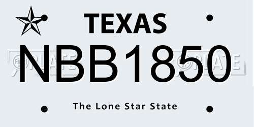 NBB1850 Texas License Plate