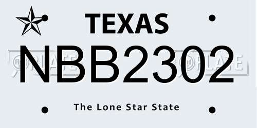 NBB2302 Texas License Plate