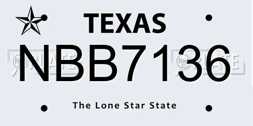 NBB7136 Texas License Plate