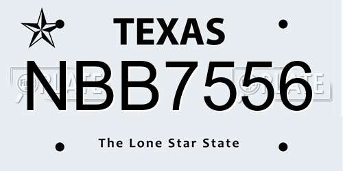 NBB7556 Texas License Plate