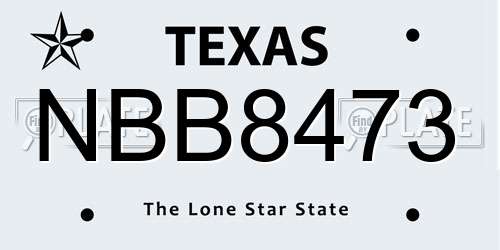 NBB8473 Texas License Plate