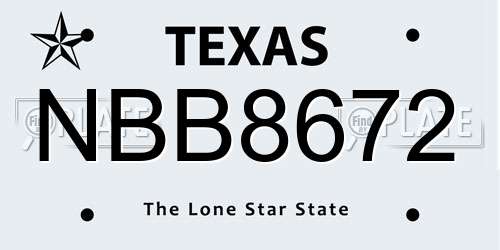 NBB8672 Texas License Plate