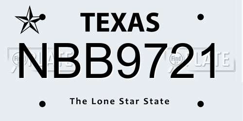 NBB9721 Texas License Plate