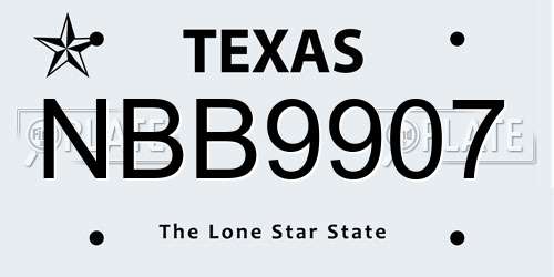NBB9907 Texas License Plate