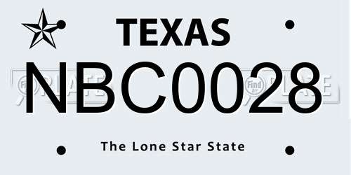NBC0028 Texas License Plate