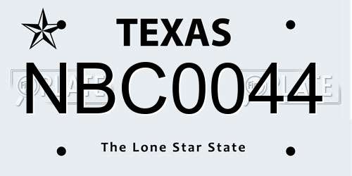NBC0044 Texas License Plate