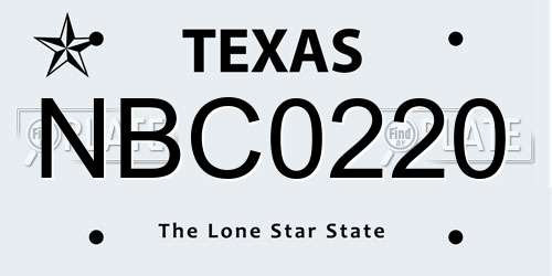 NBC0220 Texas License Plate