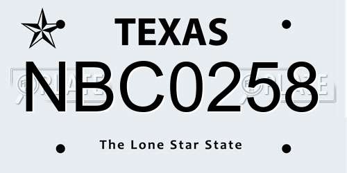 NBC0258 Texas License Plate